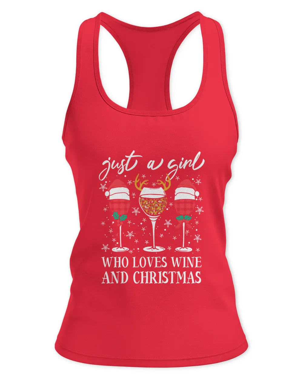 Just A Girl Who Loves Wine And Christmas Women's Standard T-Shirt
