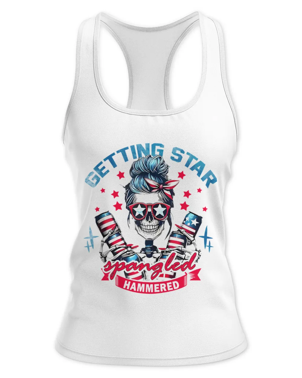 Retro Getting Star Spangled Hammered America 4th Of July Women's Ideal Racerback Tank white xs
