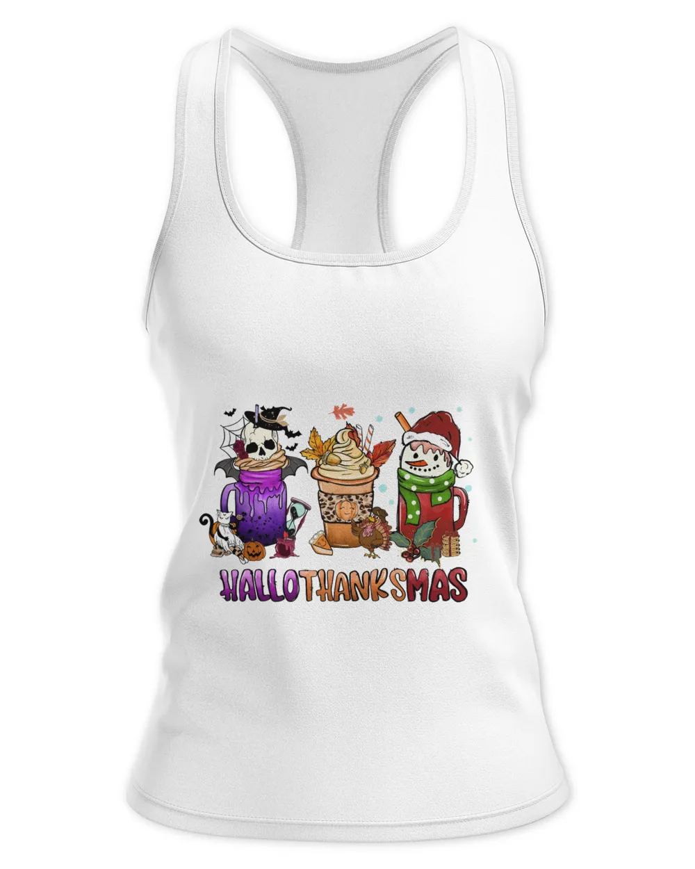 Happy Halloween shirt, Happy Hallothanksmas shirt, Christmas Coffee, Halloween Coffee, Fall Coffee (51)