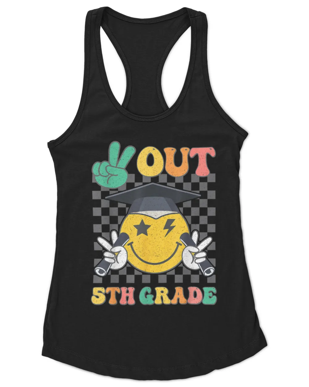 Peace Out 5th grade Graduation Last Day School fifth grade Women's Ideal Racerback Tank black xs