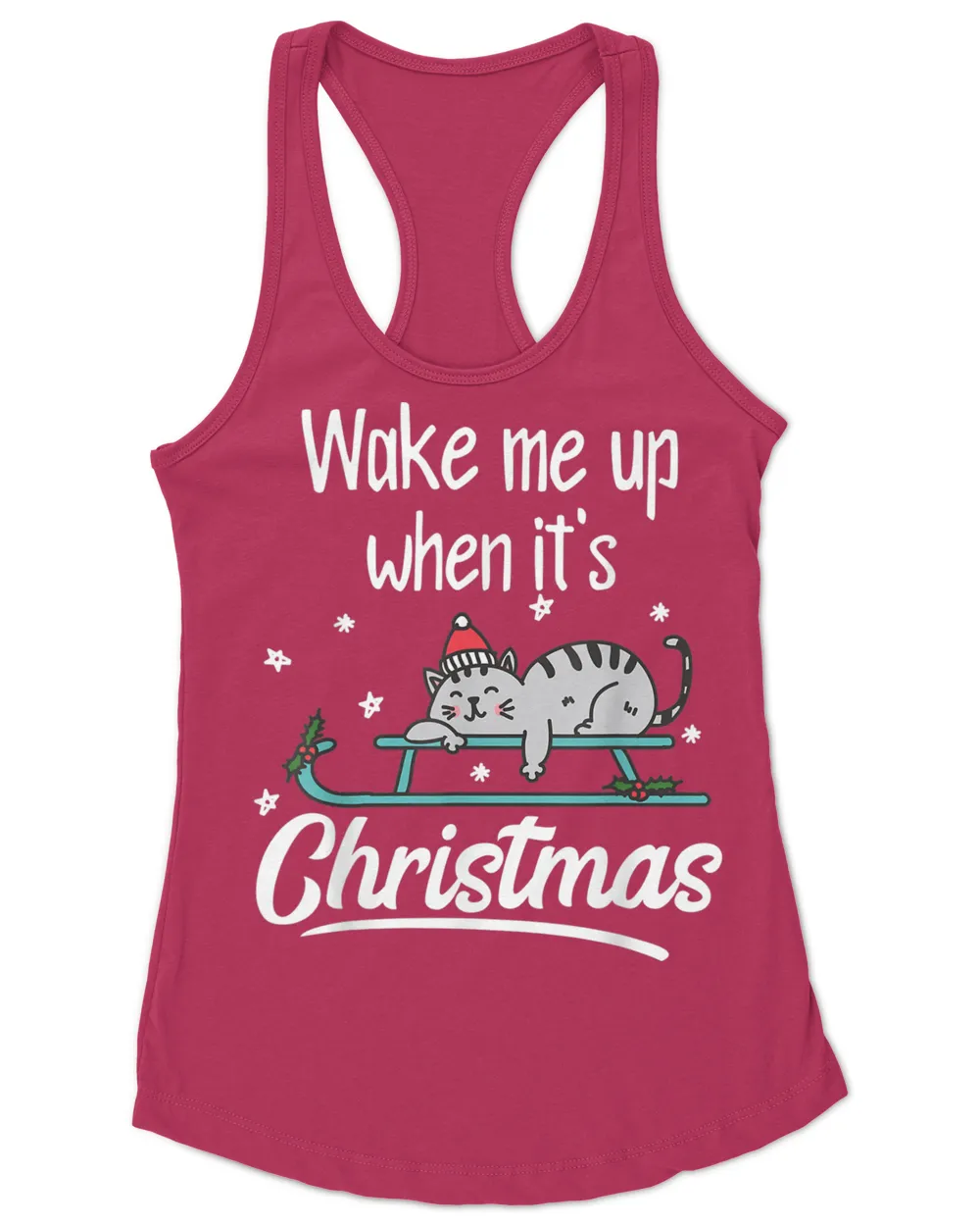 Wake Me Up When Its Christmas I Sleeping Cute Cats Christmas T-Shirt