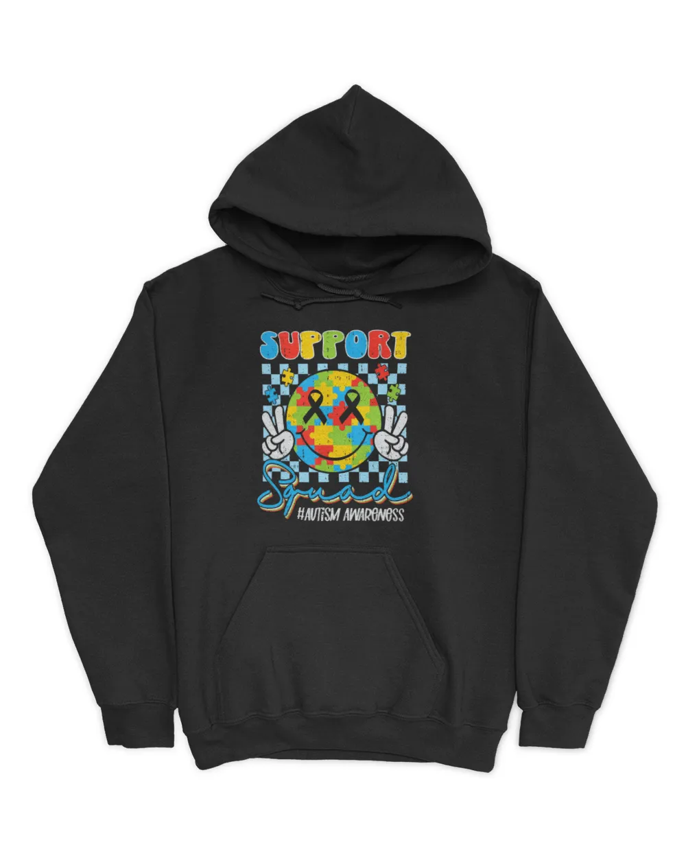 Support Squad Autism Awareness Smile Face Boys Girls Kids