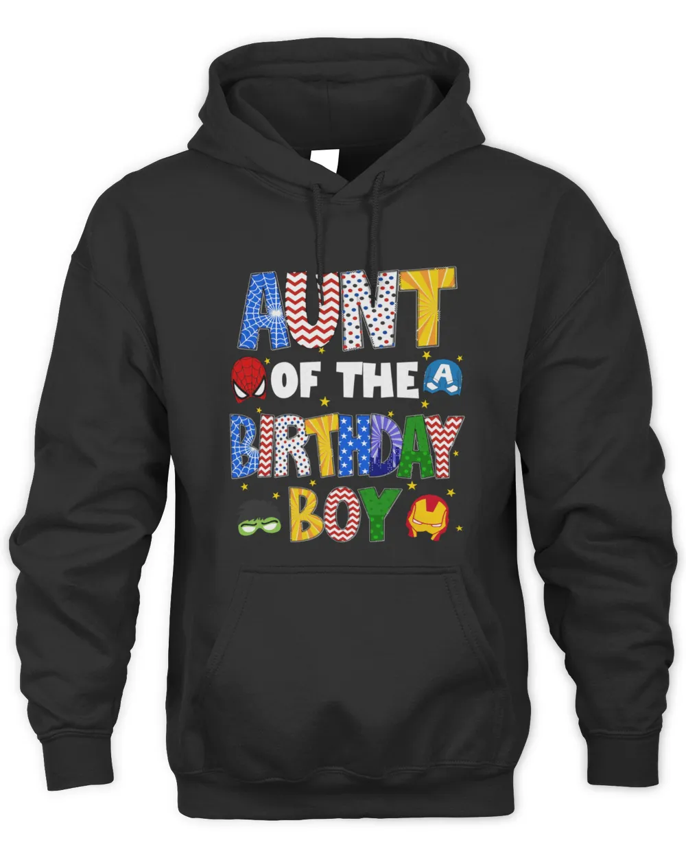 Aunt Of The Hero Birthday Boy Unisex Hoodie (Overnight) black s