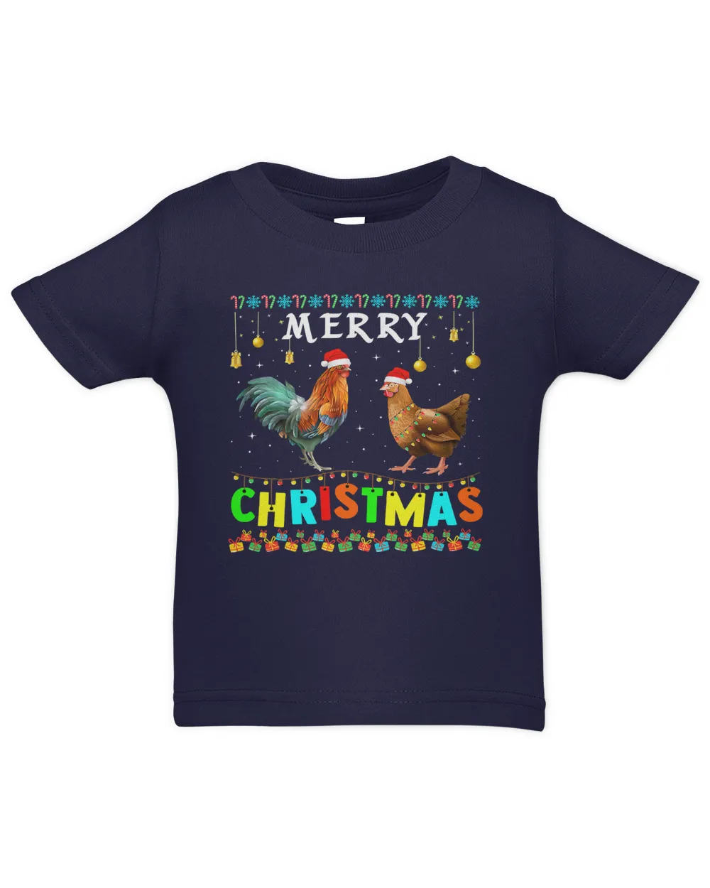 Chicken Merry Christmas Chicken Santa Hat Xmas Lights Chicken Lovers 70 Hen Rooster