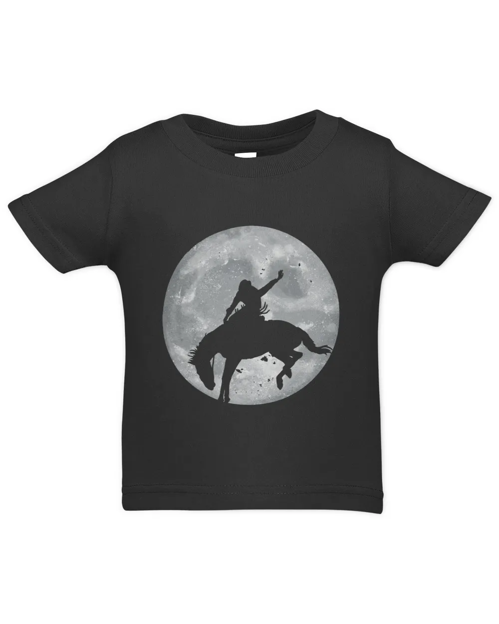 Bareback Bronc Riding Moon Rodeo Saddle Western Country Infant Jersey T-Shirt black 6m