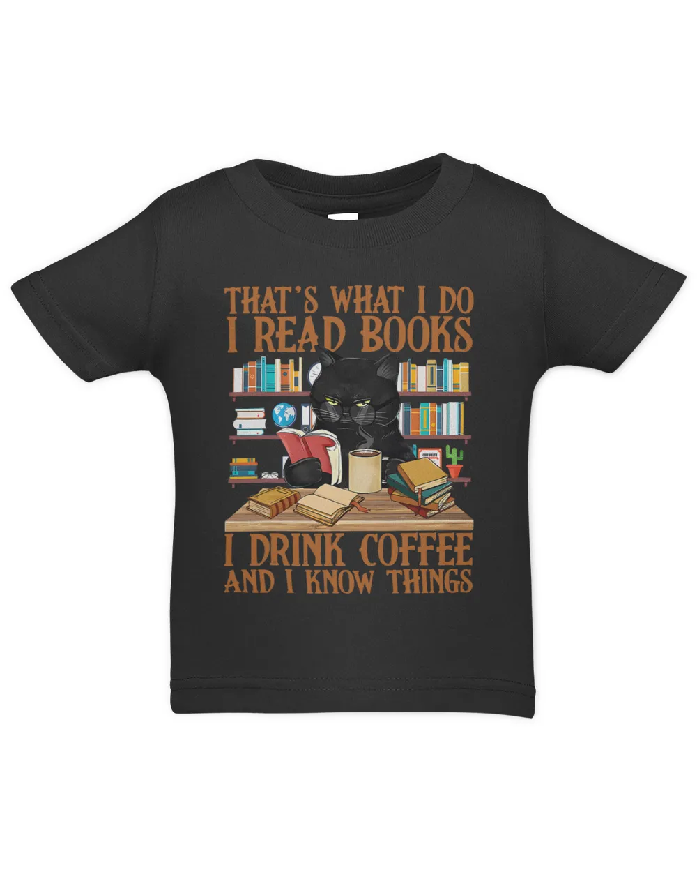 Retro Read Books Coffee Funny Black Cat Kitten Mom Librarian