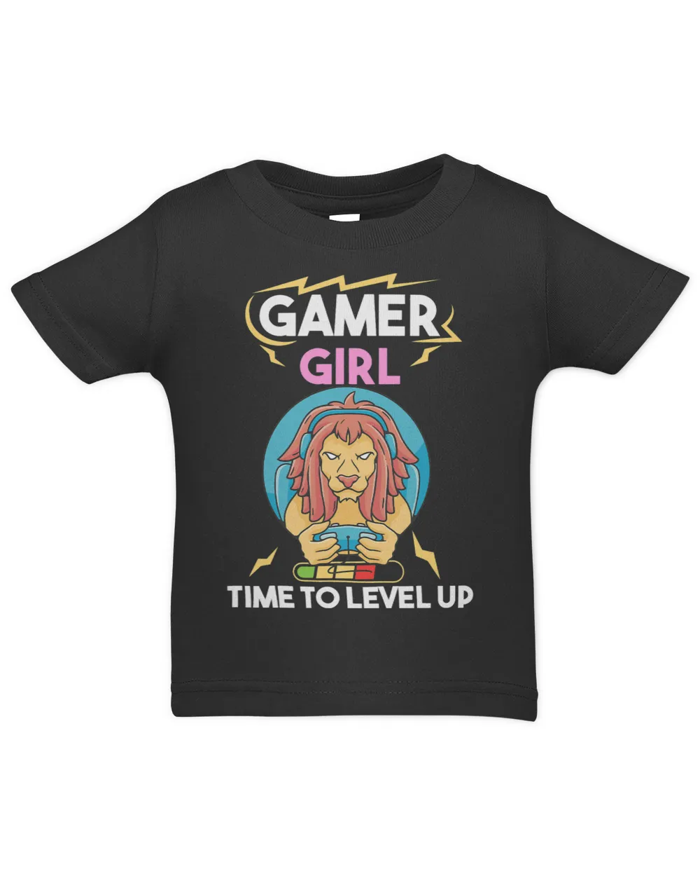 Gamer Girl Time to Level Up Lion Gaming Video Game Birthday