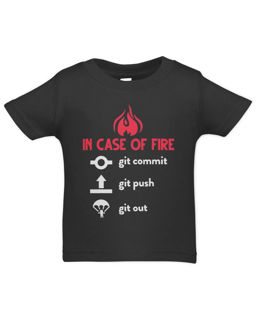 In Case of Fire Git Commit Git Push Git Out Funny Programmer Infant Jersey T-Shirt black 6m