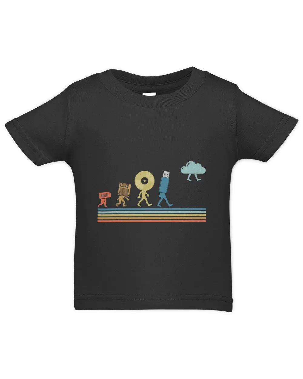 Evolution Diskette CD USB Cloud Software Script HTML Network Infant Jersey T-Shirt black 6m
