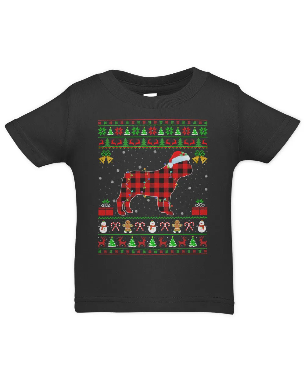 English Bulldog Matching Buffalo Plaid Ugly Bulldog Christmas Pajama 79 Dog