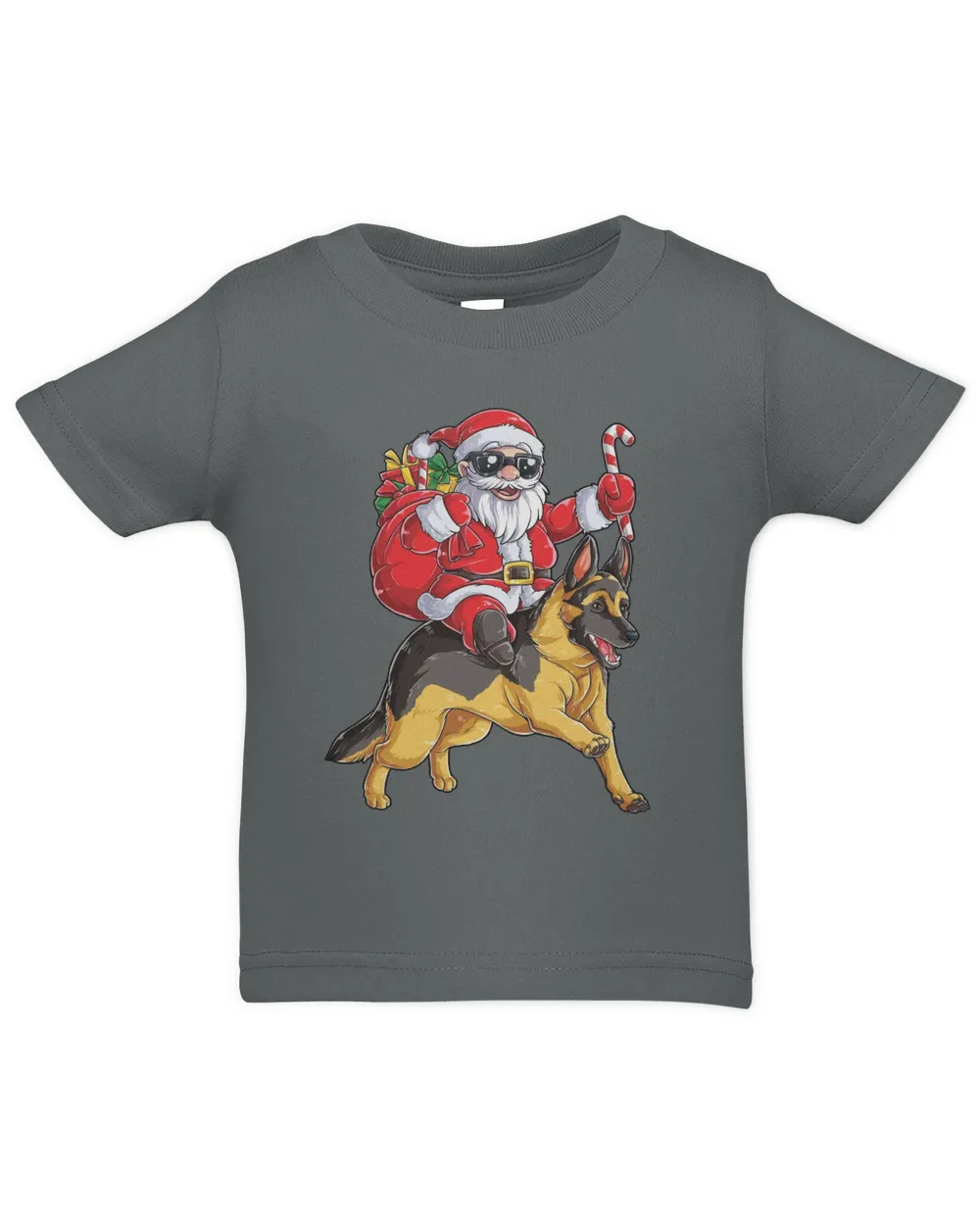 Santa Riding German Shepherd