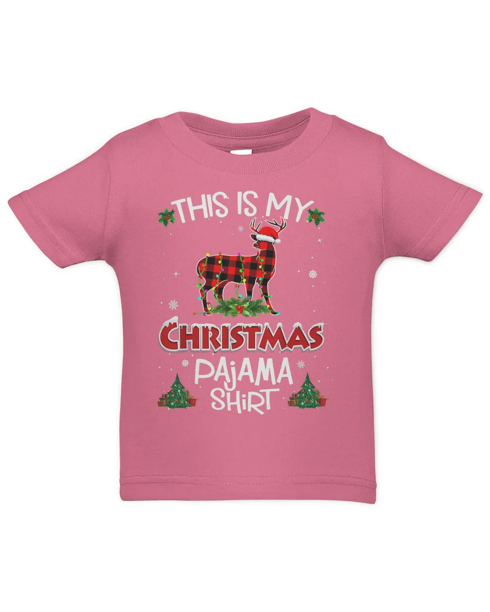 Deer Xmas Pajama Red Plaid Christmas Lights deer Animals 337