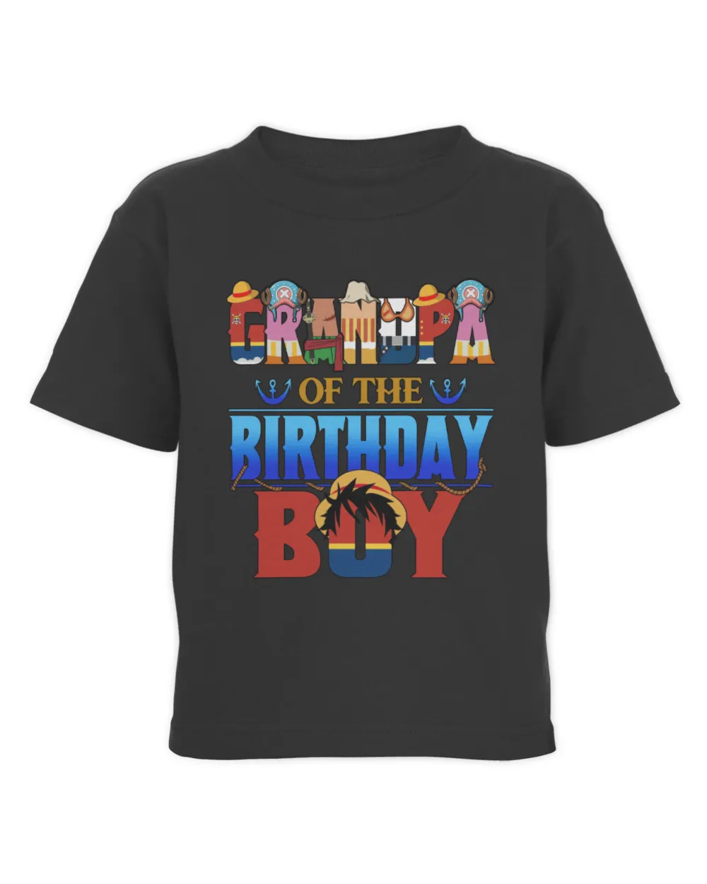 Grandpa Of The One Piece Birthday Boy Toddler Cotton Jersey T-Shirt black 2t