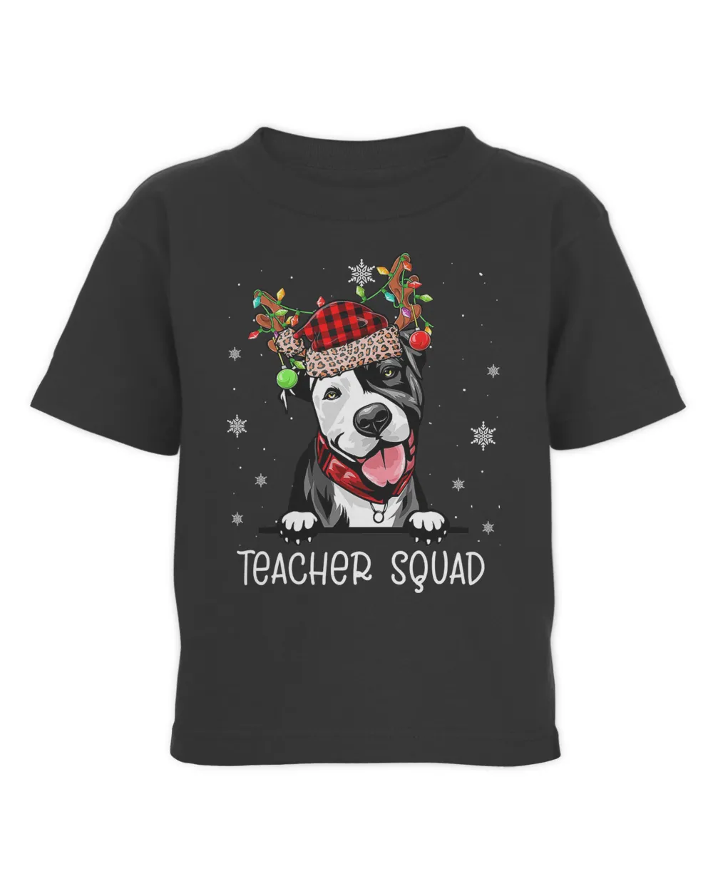 Pitbull Teacher Squad Reindeer Pitbull Dog Funny Teacher Christmas 375