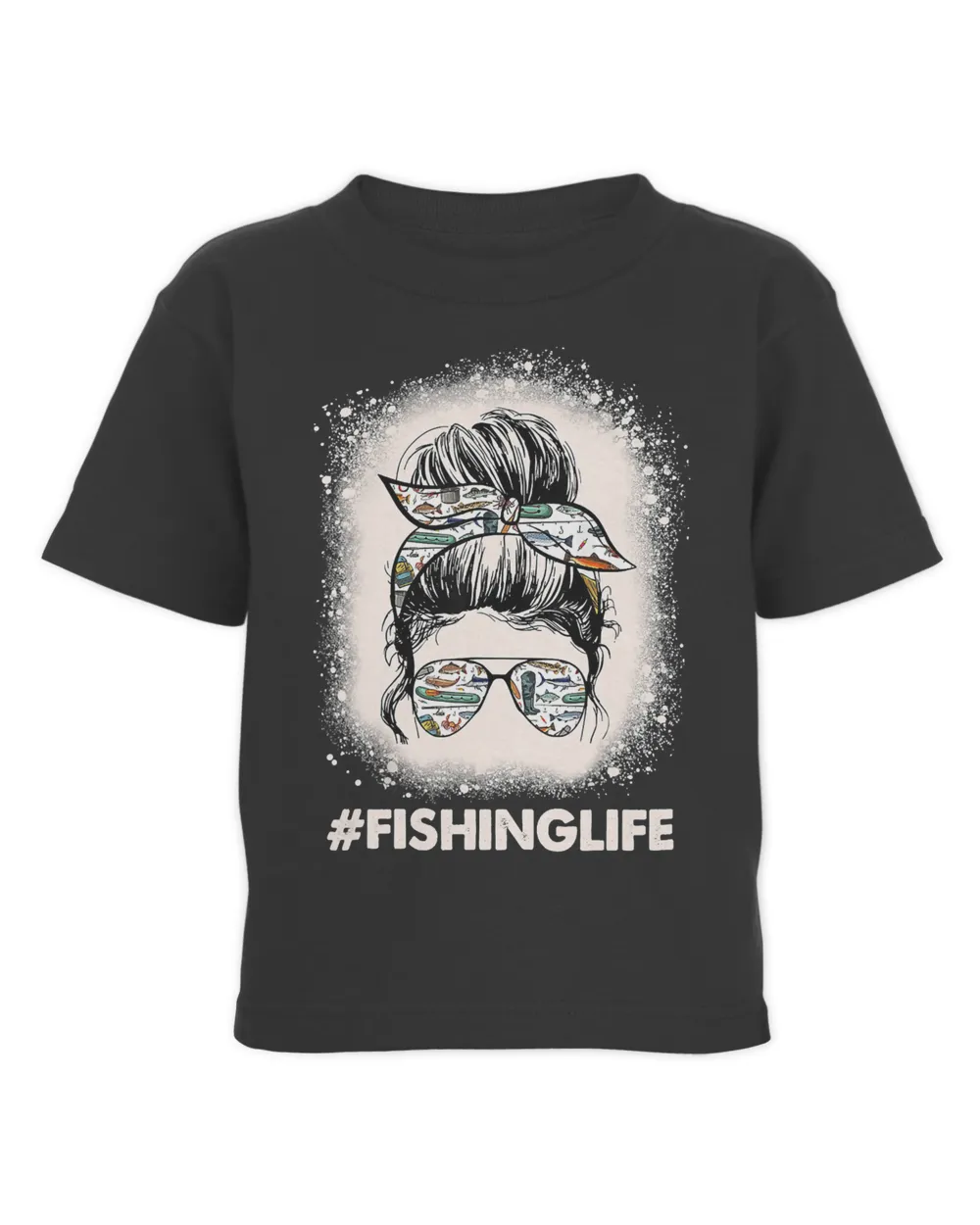 Fishing Fishinglife Messy Bun Mom Funny Fishing Mom Mother's Day 683 Fisher