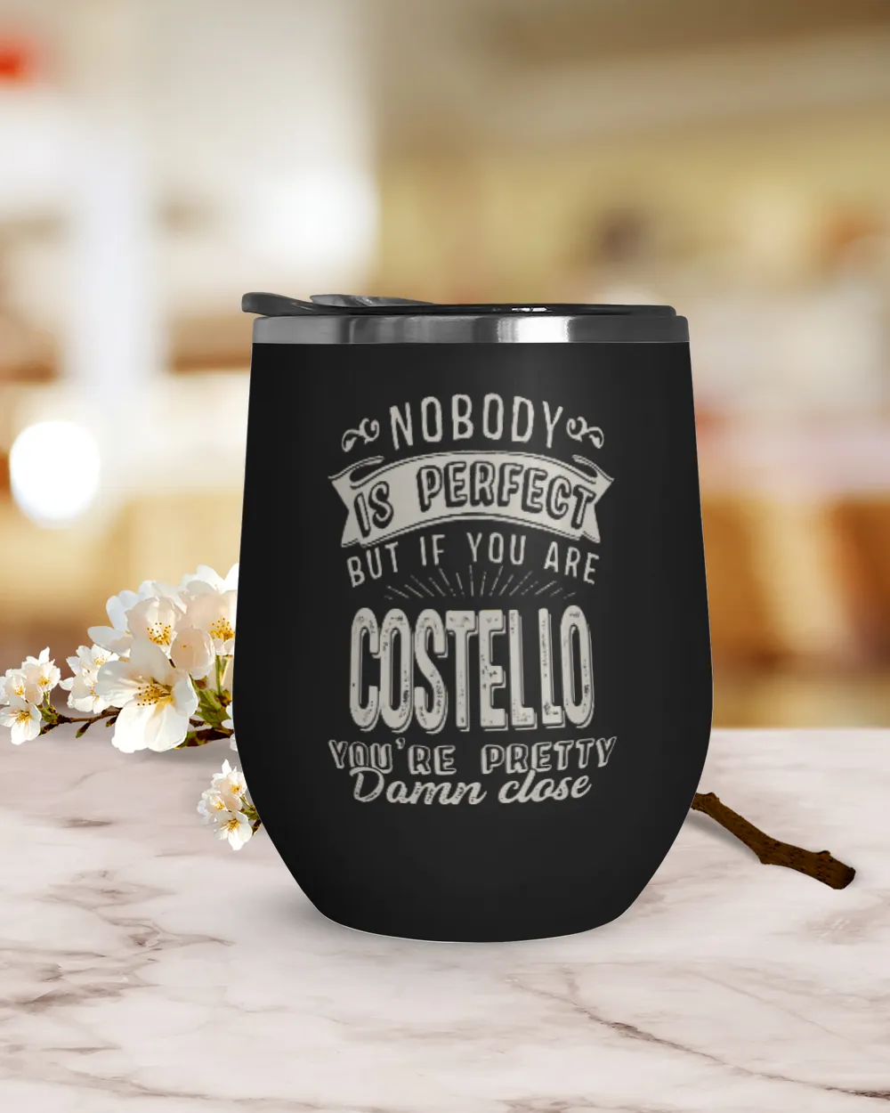 USL-94-Costello Wine Tumbler (12 oz) black 12oz