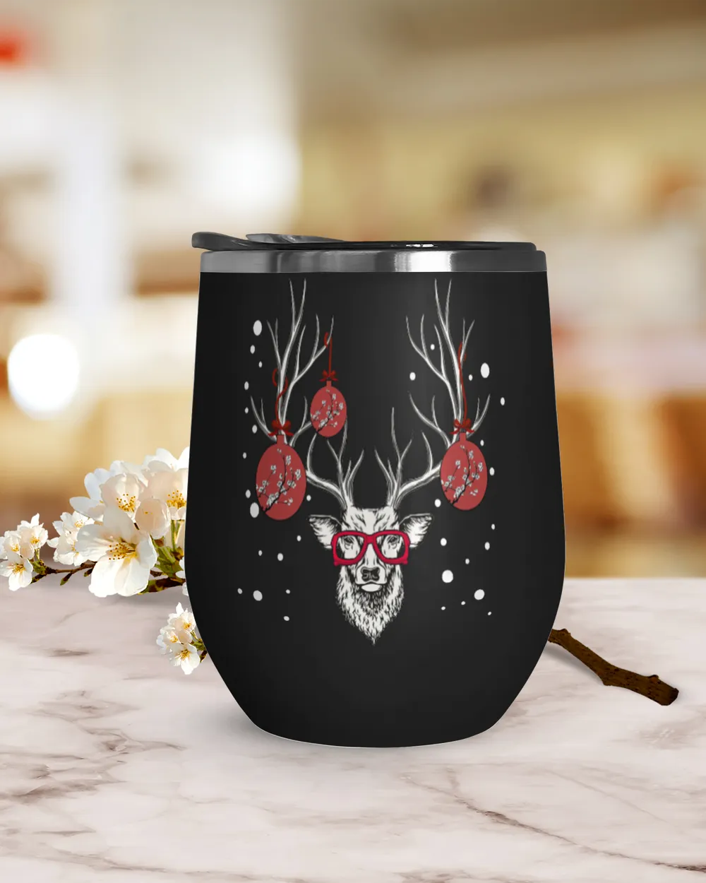 Funny Reindeer in Snow Tumbler