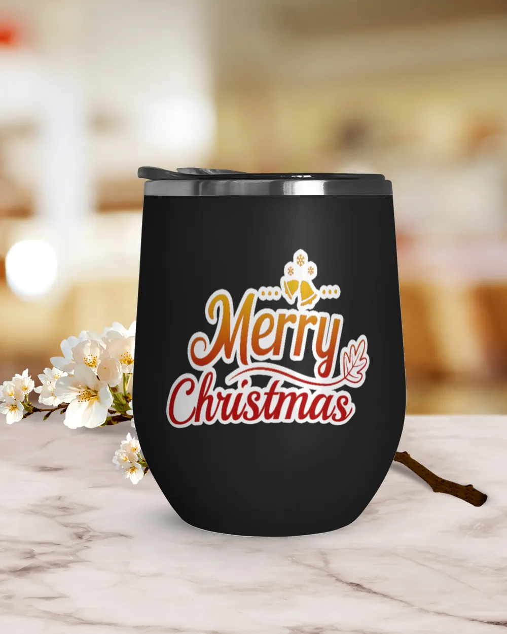 Merry Christmas Wine Tumbler (12 oz)