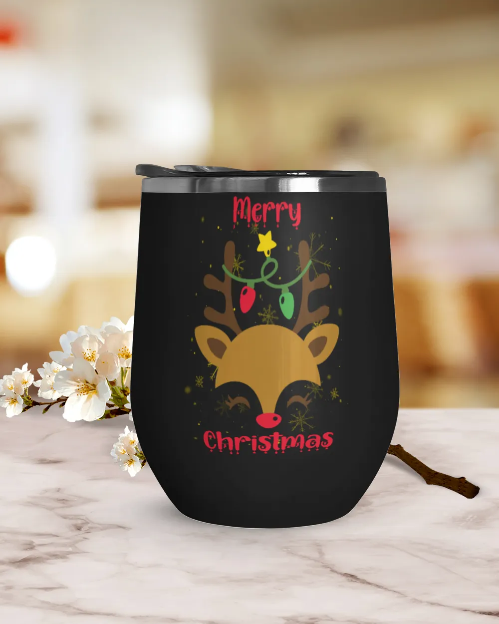 Merry Christmas Wine Tumbler (12 oz)