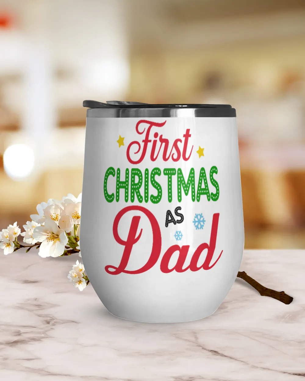 Our 1st Family Christmas, First Christmas As Dad Wine Tumbler (12 oz) Wine Tumbler (12 oz) white 12oz