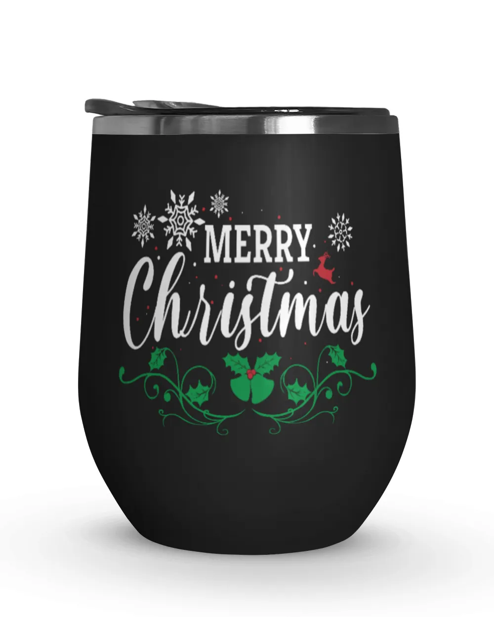 Merry Christmas Svg Wine Tumbler (12 oz) Wine Tumbler (12 oz) black 12oz