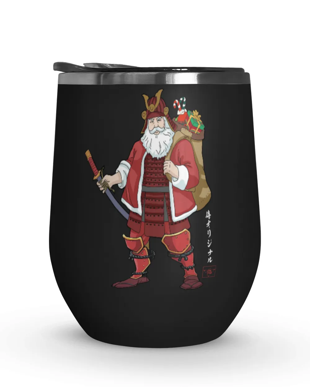 Santa Claus Is Samurai Wine Tumbler (12 oz)