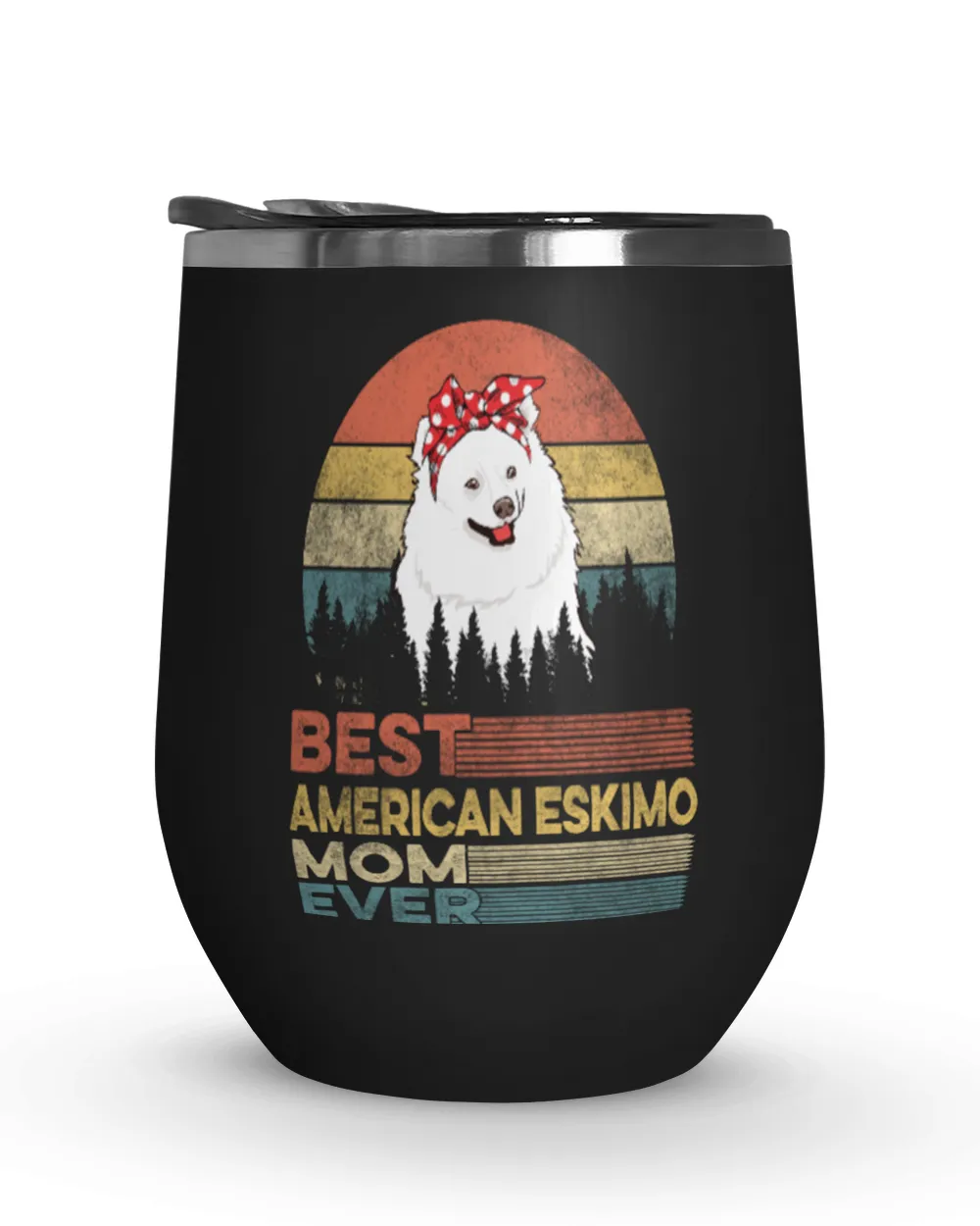 Womens Cute Best American Eskimo Dog Mom Ever Retro Vintage Gift Pet Lover