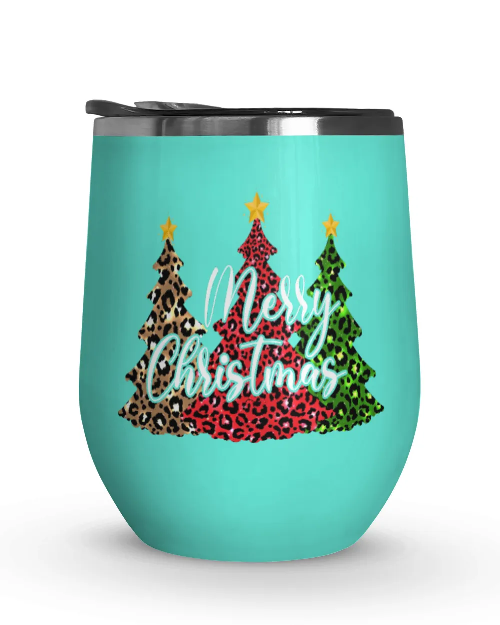 Merry Christmas Tree Wine Tumbler (12 oz)