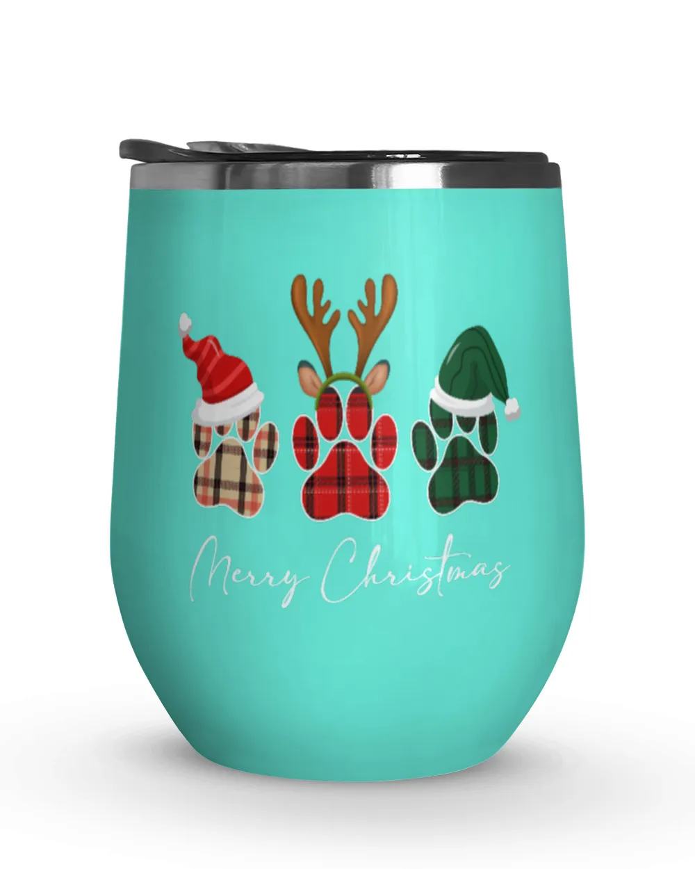 Paw Dogs Merry Christmas Wine Tumbler (12 oz)