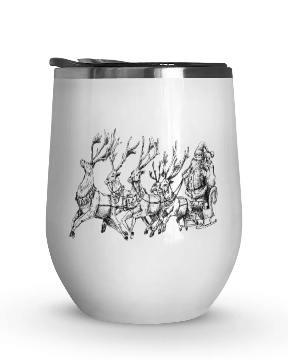 Reindeer Pulls Santa's Sleigh Insulated Mug