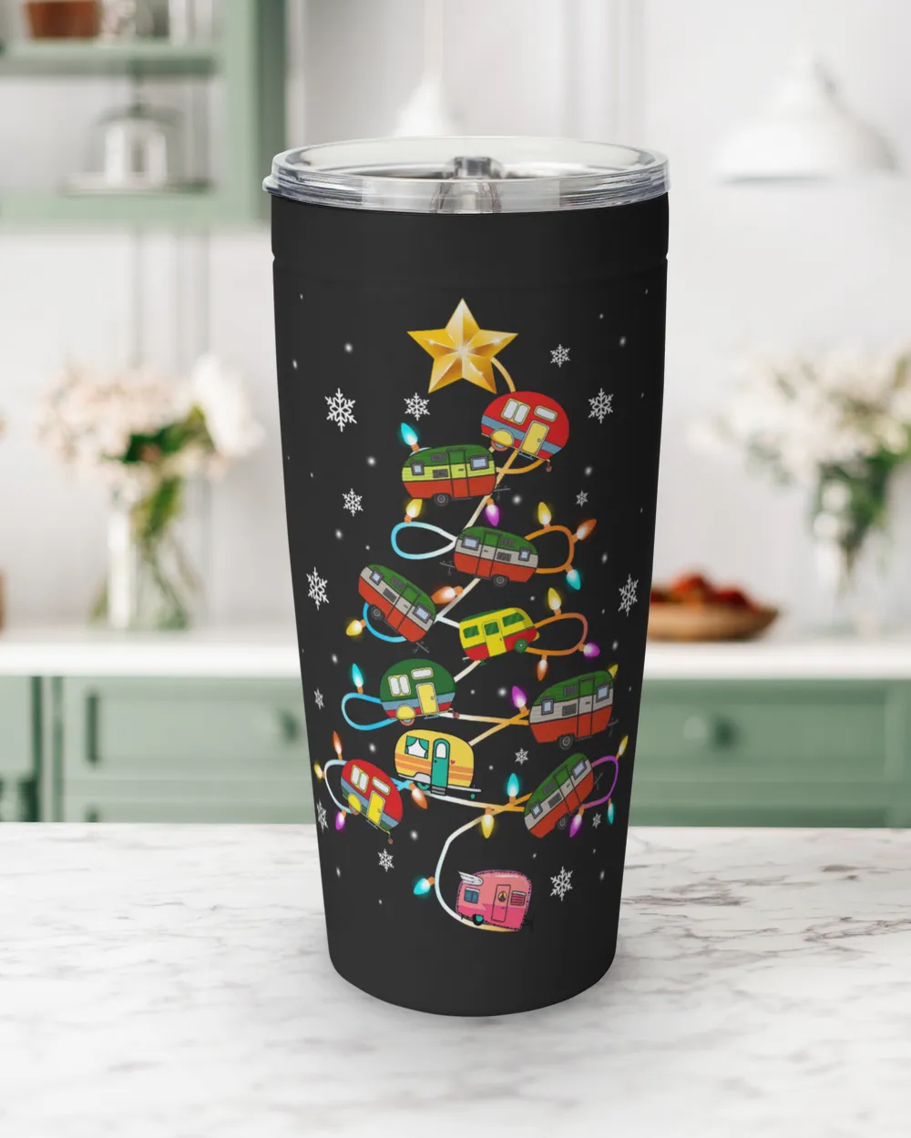 Camping Merry Christmas Tree Tumbler