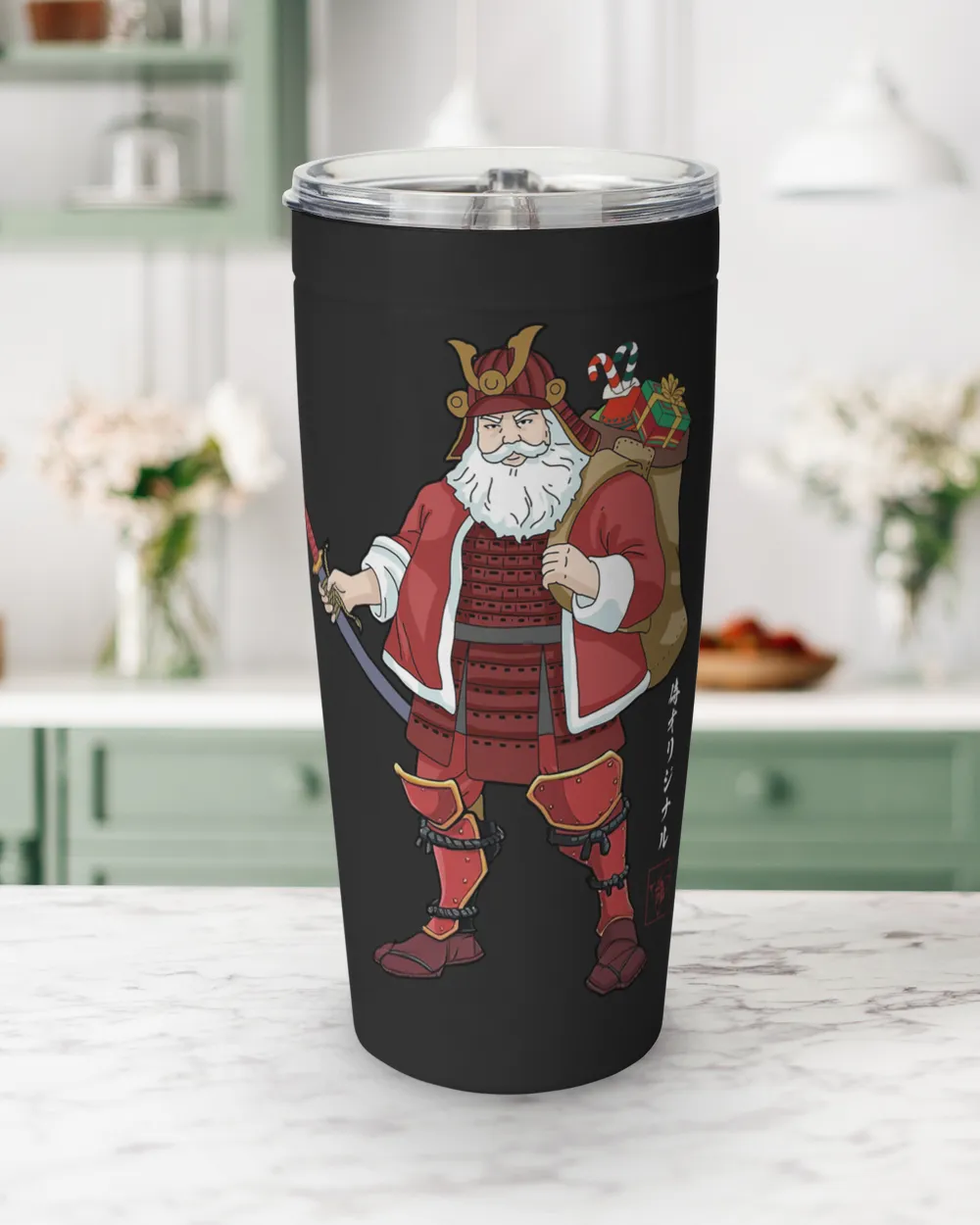 Santa Claus Is Samurai Wine Tumbler (12 oz)