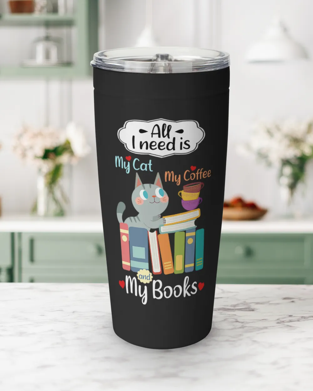 Cats And Books ALL I NEED IS MY CAT MY COFFEE AND MY BOOKS - Cat Lovers, Book Lovers - Dark Colors  Porcupine Tees
