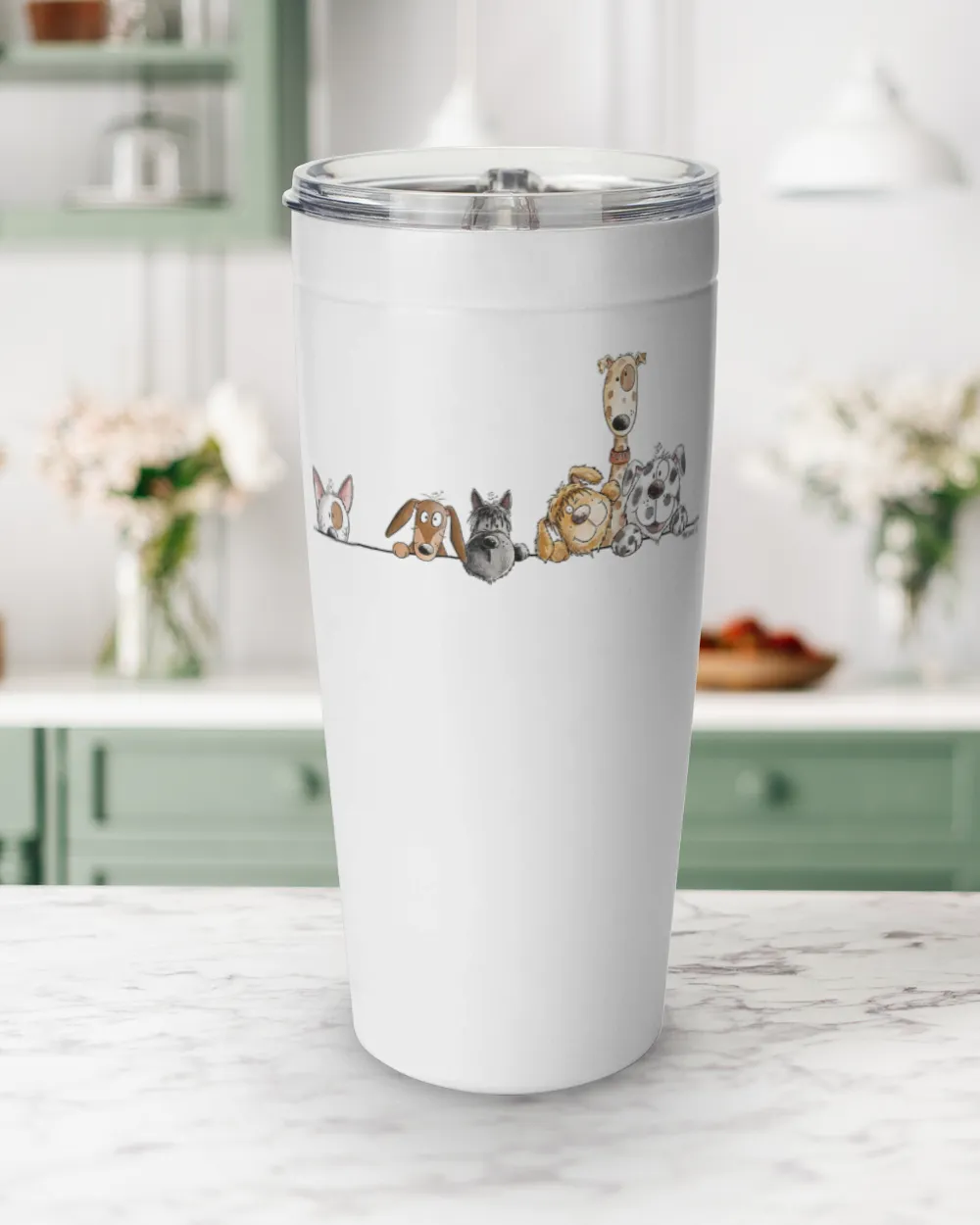 Droll Dogs Team I Funny Puppy Dog Lover Cartoon Fun TShirt Viking Tumbler (20oz) white 20oz