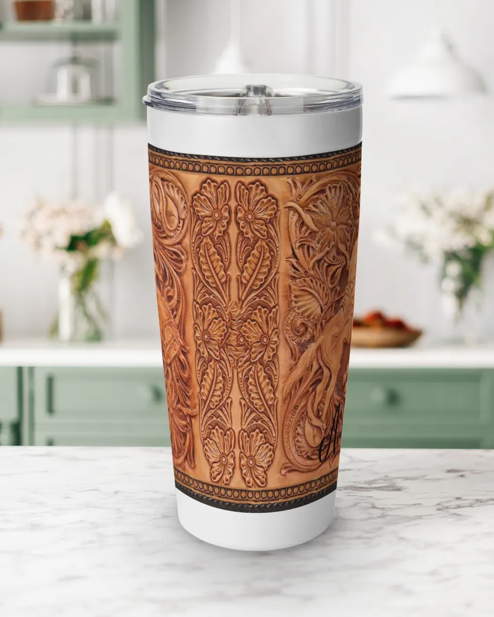 Personalized Custom Horse Trainer Leather Style Tumbler