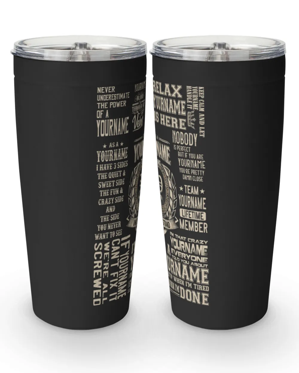 All-In-One 'Your Name' Quote Bundle, Customizable Quote Shirts - BD23 Viking Tumbler (20oz) black 20oz
