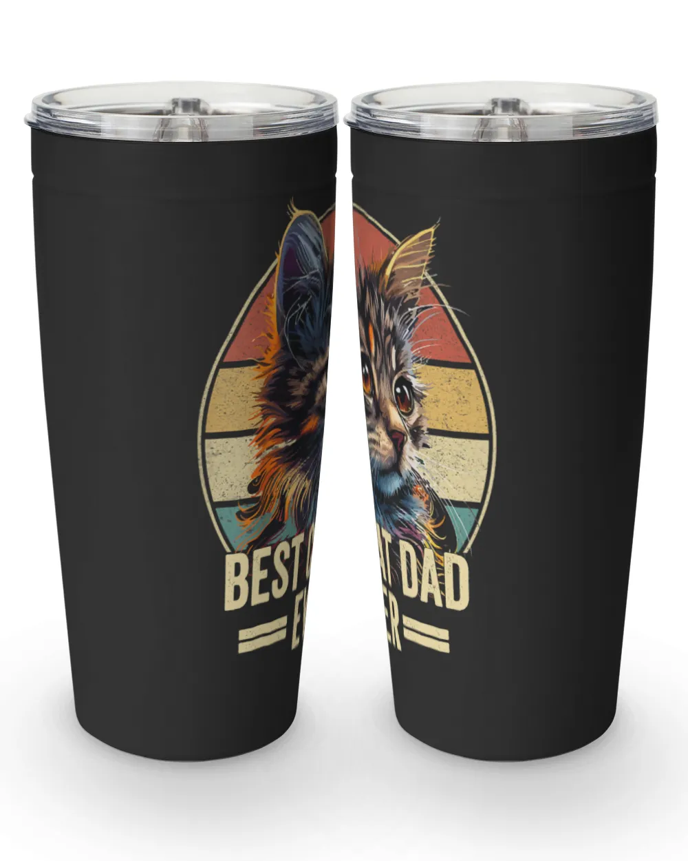 Best Cat Dad Ever Vintage Funny Cat Dad Fathers Day TShirt Viking Tumbler (20oz) black 20oz