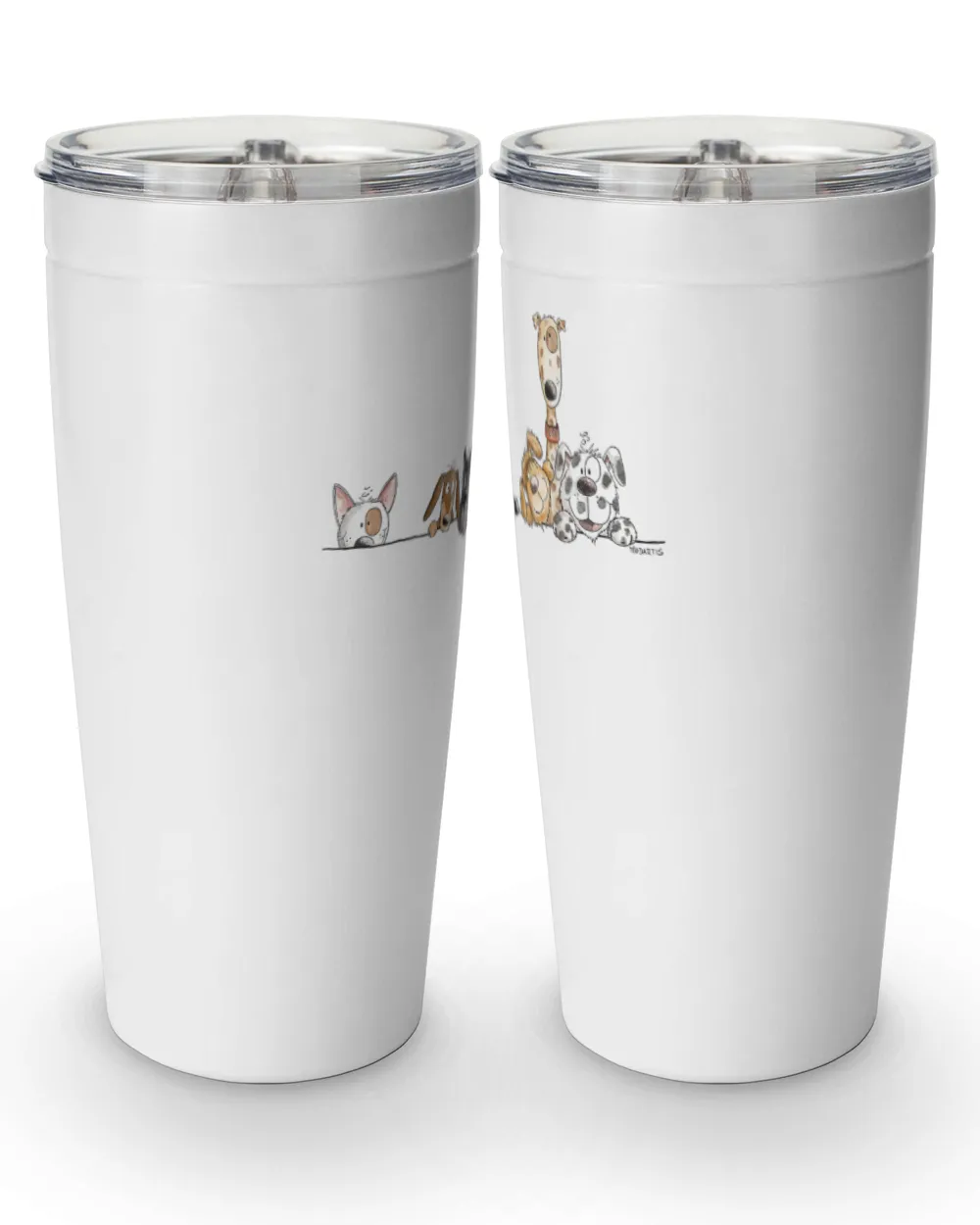Droll Dogs Team I Funny Puppy Dog Lover Cartoon Fun TShirt Viking Tumbler (20oz) white 20oz