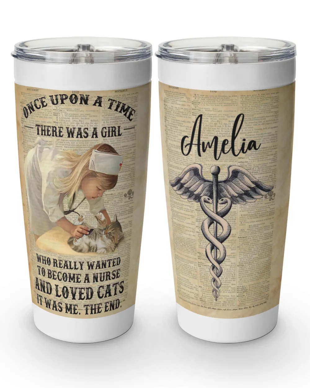 Personalized Custom Nurse Cat Tumbler