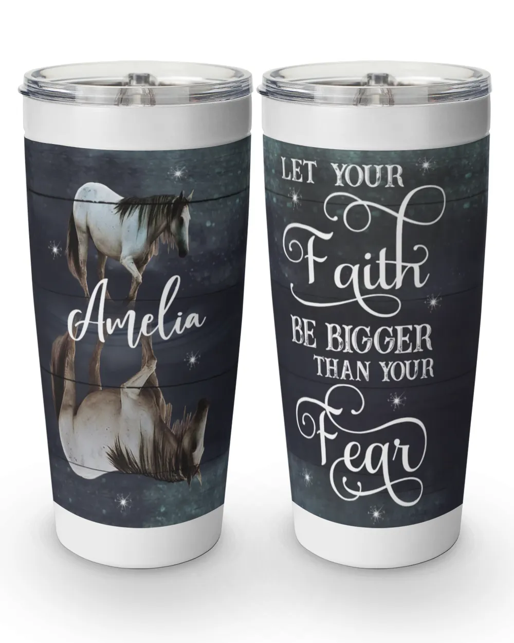 Personalized Custom Horse Faith Love Tumbler