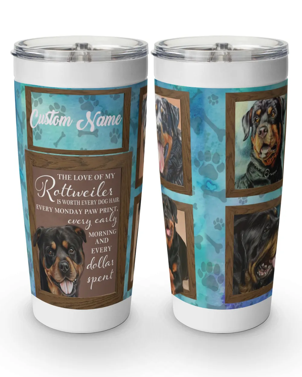 Personalized rottweiler tumbler the love of my rottweiler