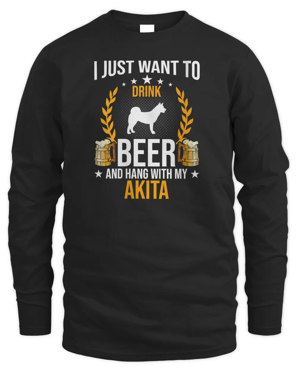 Womens Drink Beer And Hang With My Akita Dog Lover V-Neck T-Shirt