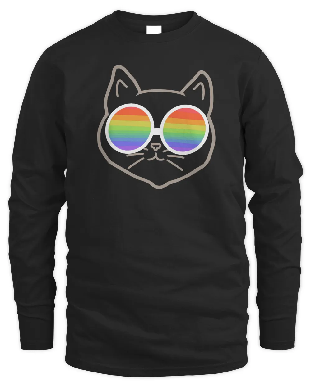 Rainbow Flag Pride Month LGBTQ Rainbow Cat 32 Men's Long Sleeved T-Shirt black s