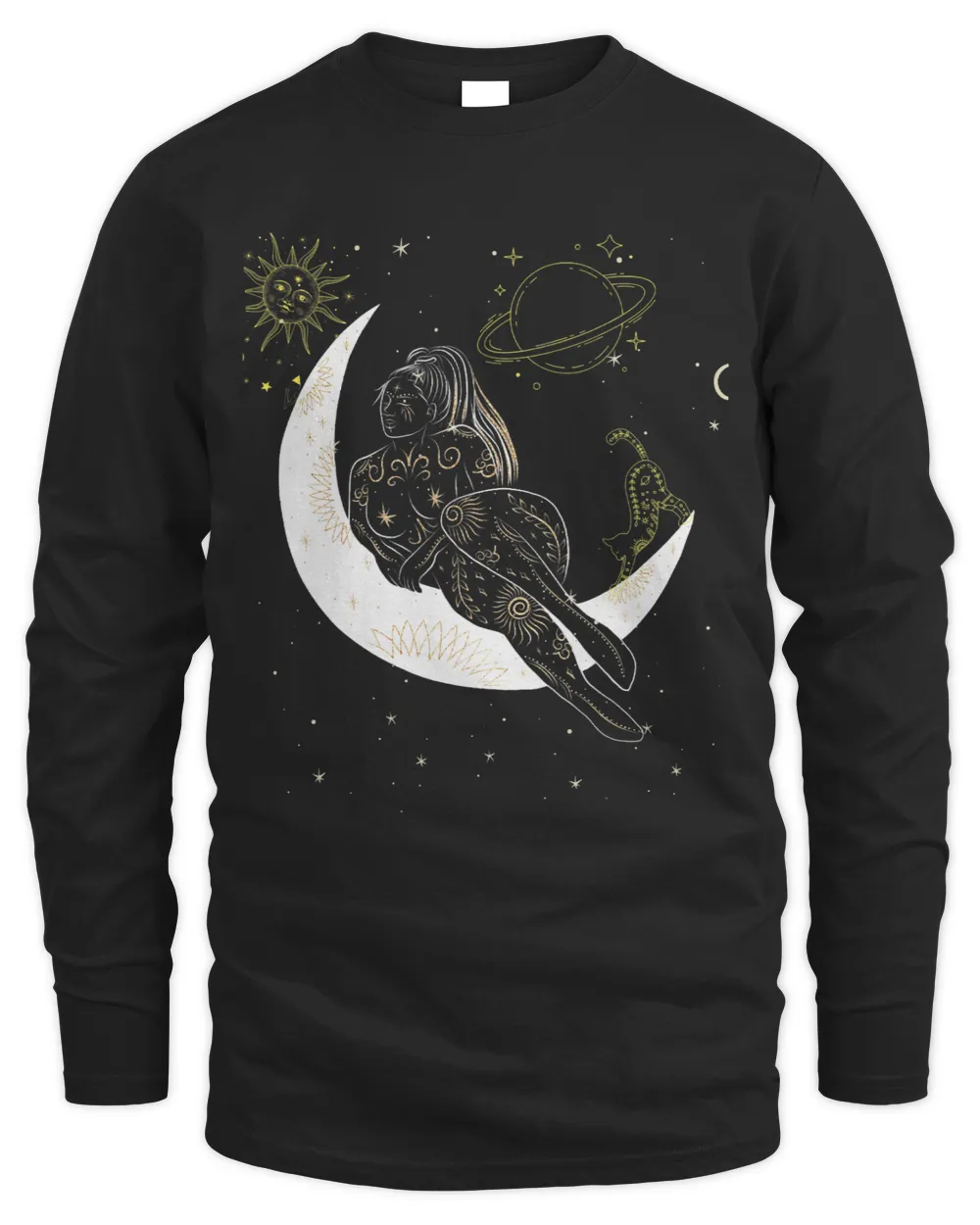 Celestrial with cat chilling on the moon looking at the sun