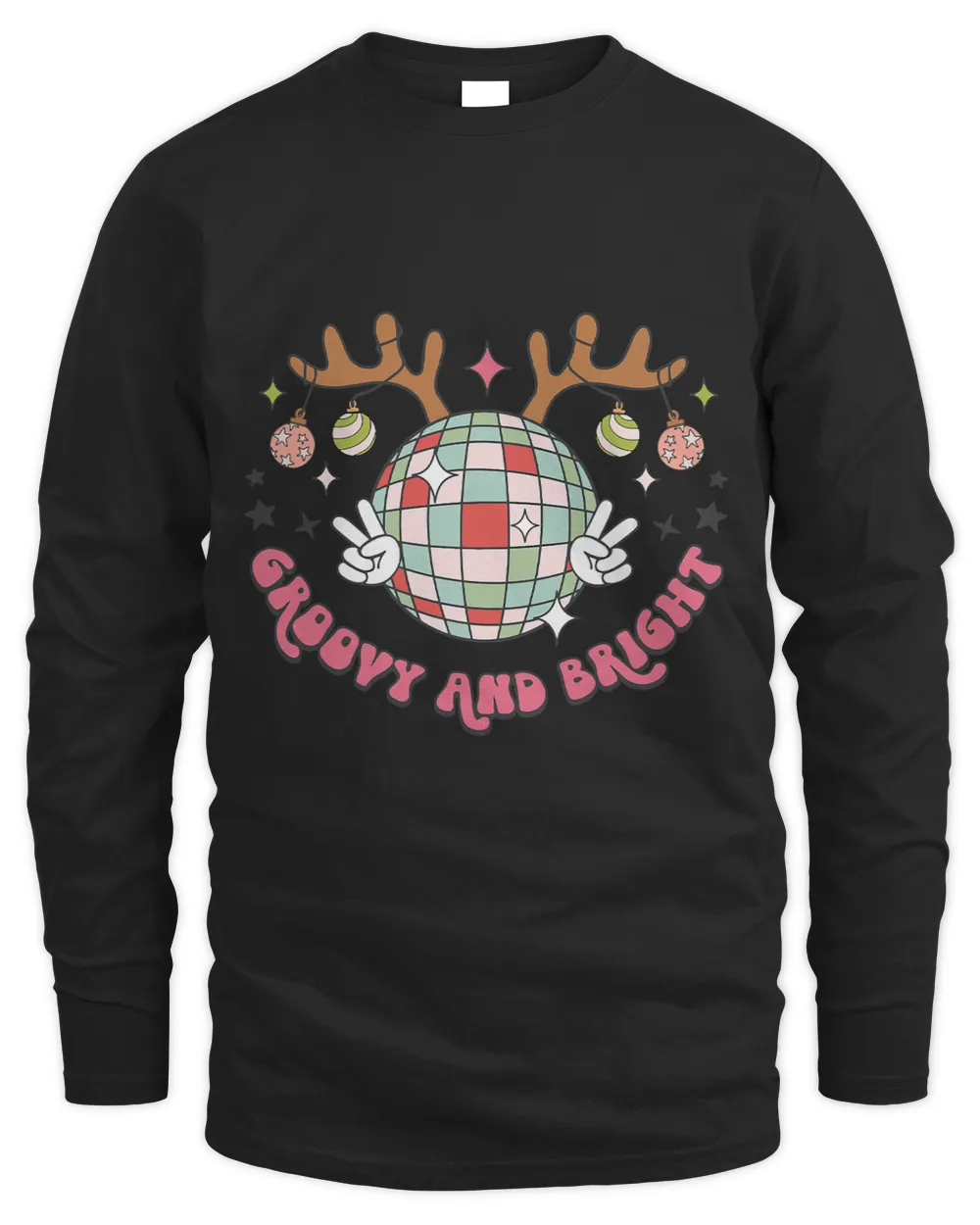 Groovy And Bright Merry Christmas Disco Ball Reindeer