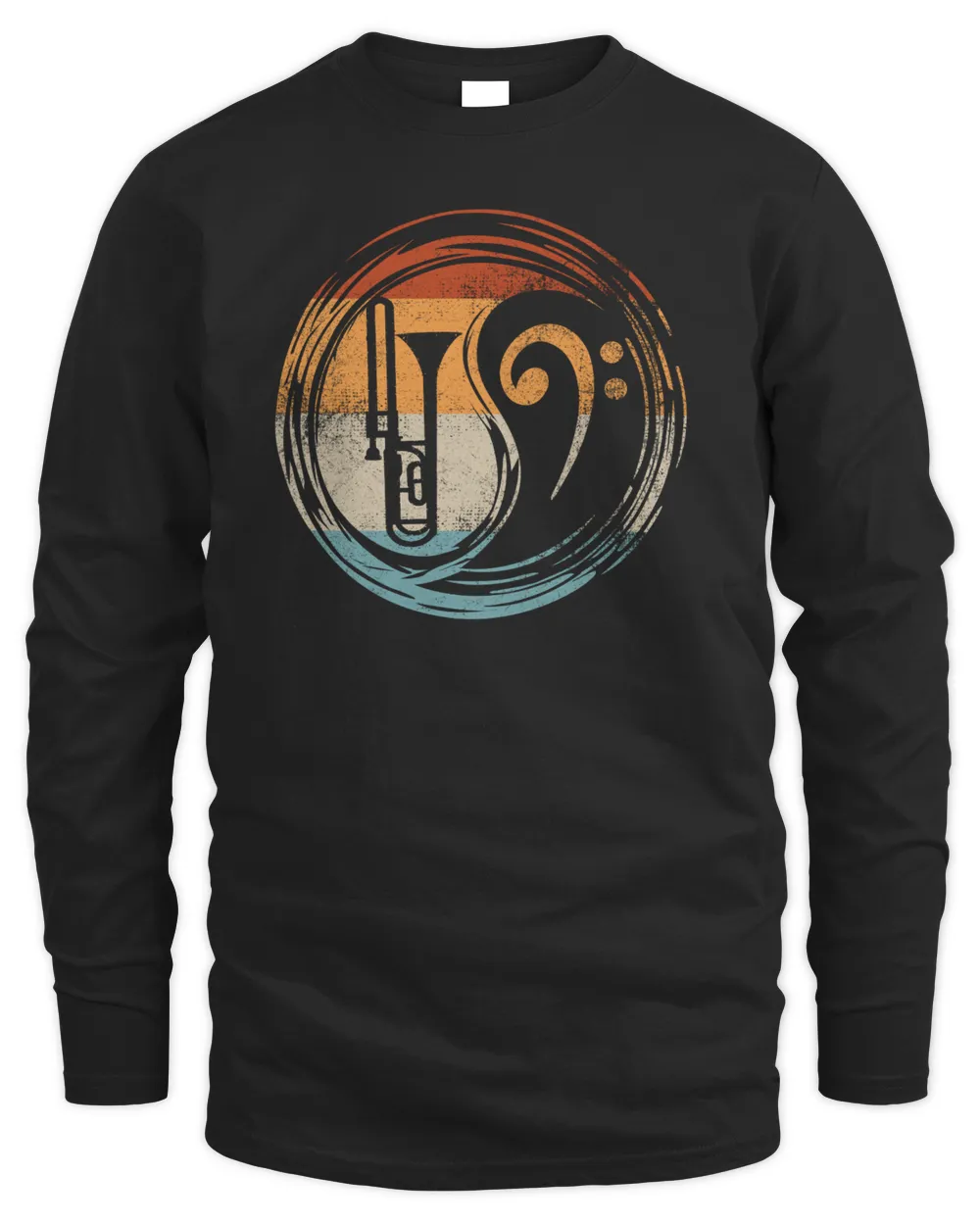 Trombone Bass Clef Yin Yang Men's Long Sleeved T-Shirt black s