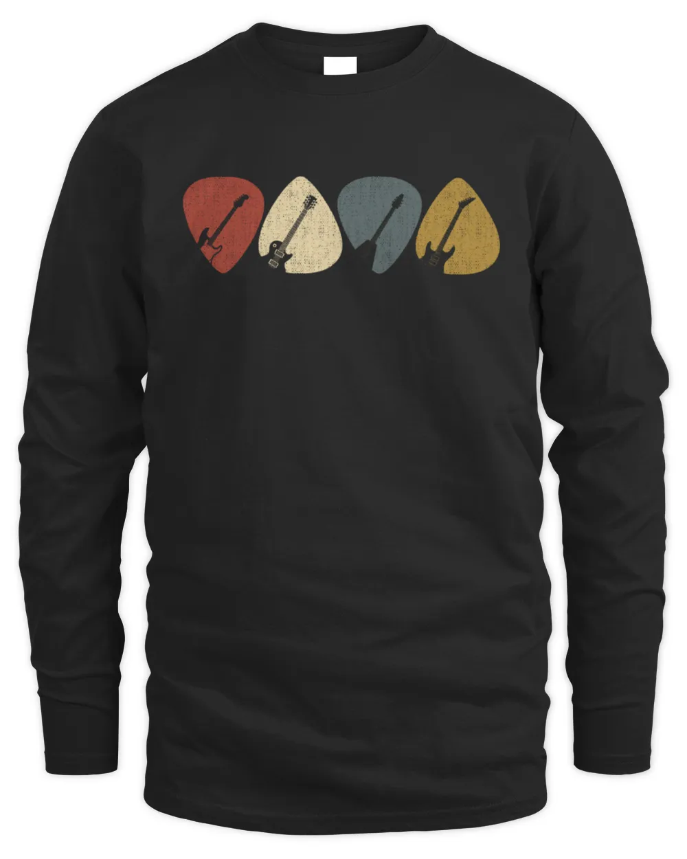 Vintage Electric Guitar Picks Men's Long Sleeved T-Shirt black s