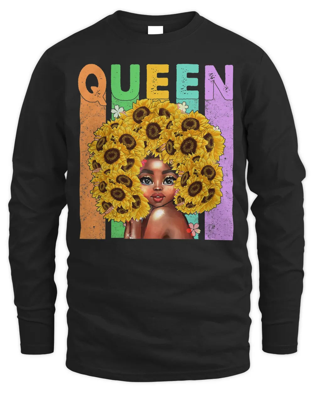 Womens Black Queen Afro Melanin Art Black Queen Flower vintage T-Shirt