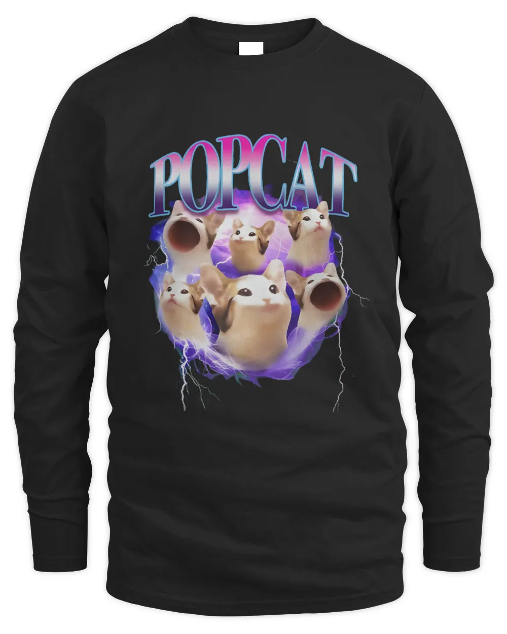 Popcat Cute Cat Popcat Funny Meme Coin For Cat Lover Men's Long Sleeved T-Shirt black s