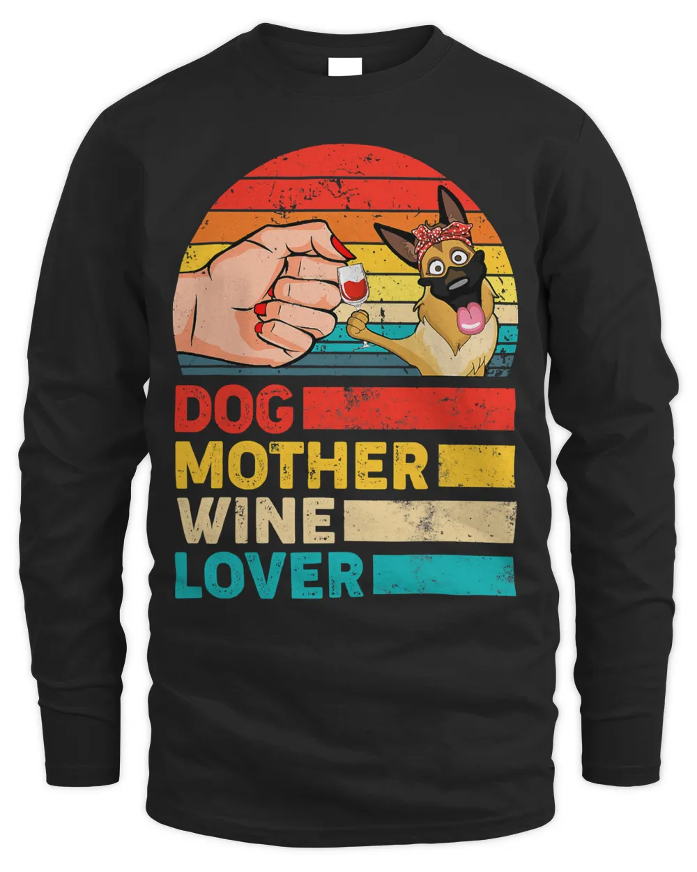 Retro Dog Mother Wine Lover German Shepherd Dog Mothers Day